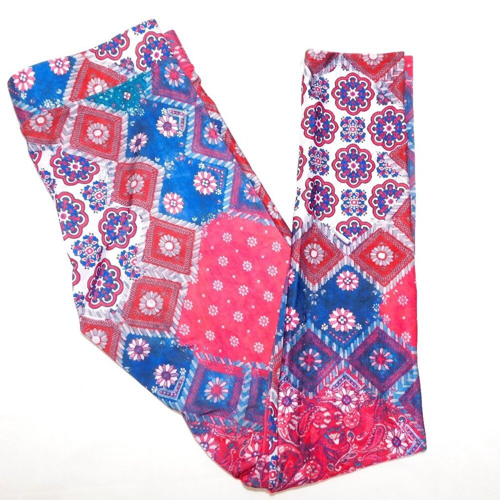American Eagle  Red Blue Print high rise fashion Leggings AEO Womens S